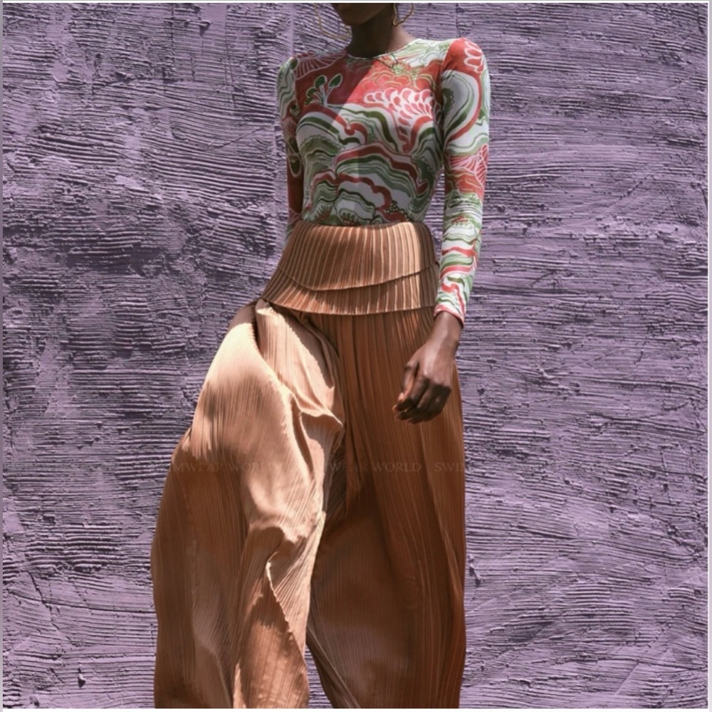 Andrea Iyamah Linea Toffee High Waisted Pleated Pants Women’s Sz. S, L  NEW $288